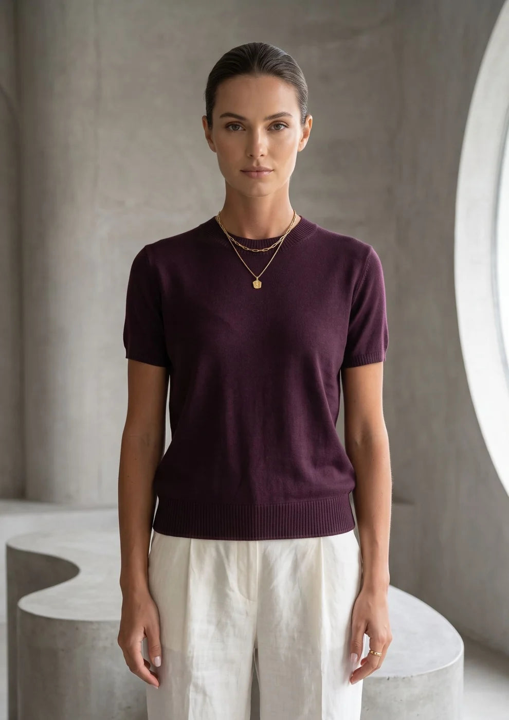 Maglia basic misto lana