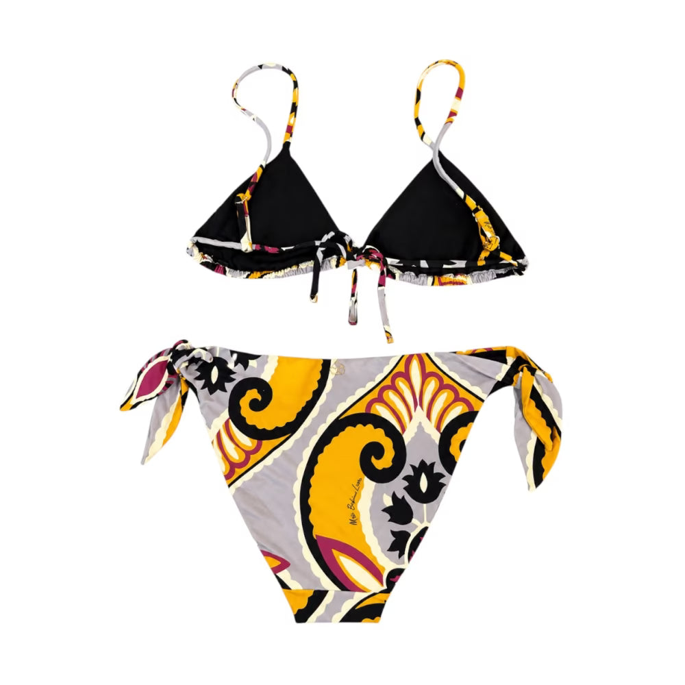 Miss Bikini Bikini a triangolo con strass e slip damascato