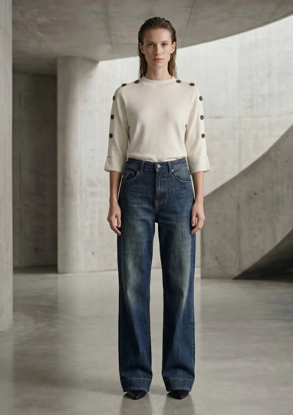 Jeans palazzo sporcato