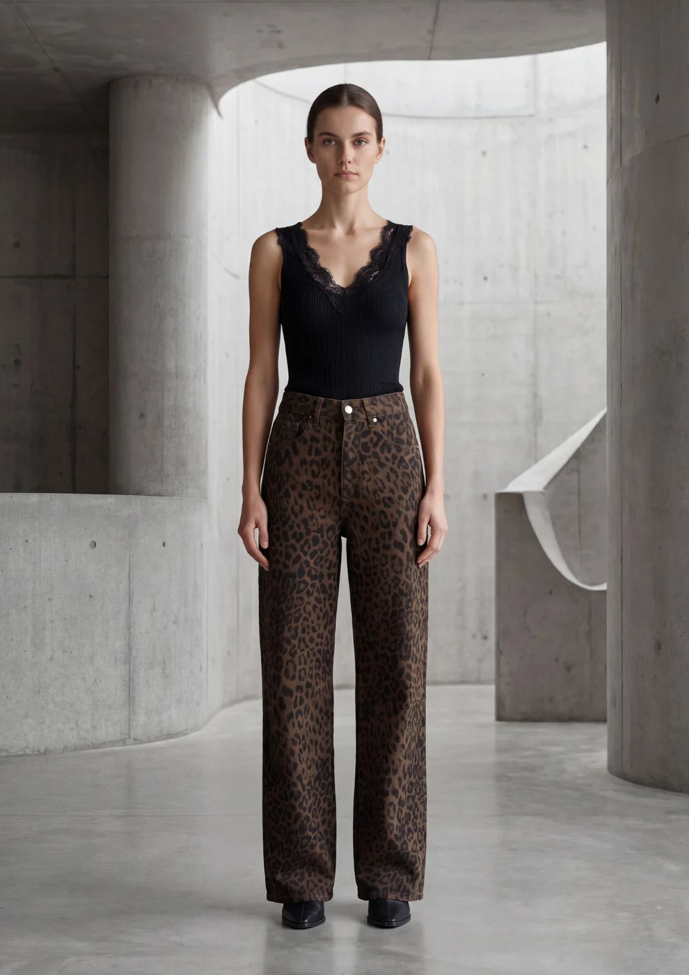 Jeans palazzo animalier