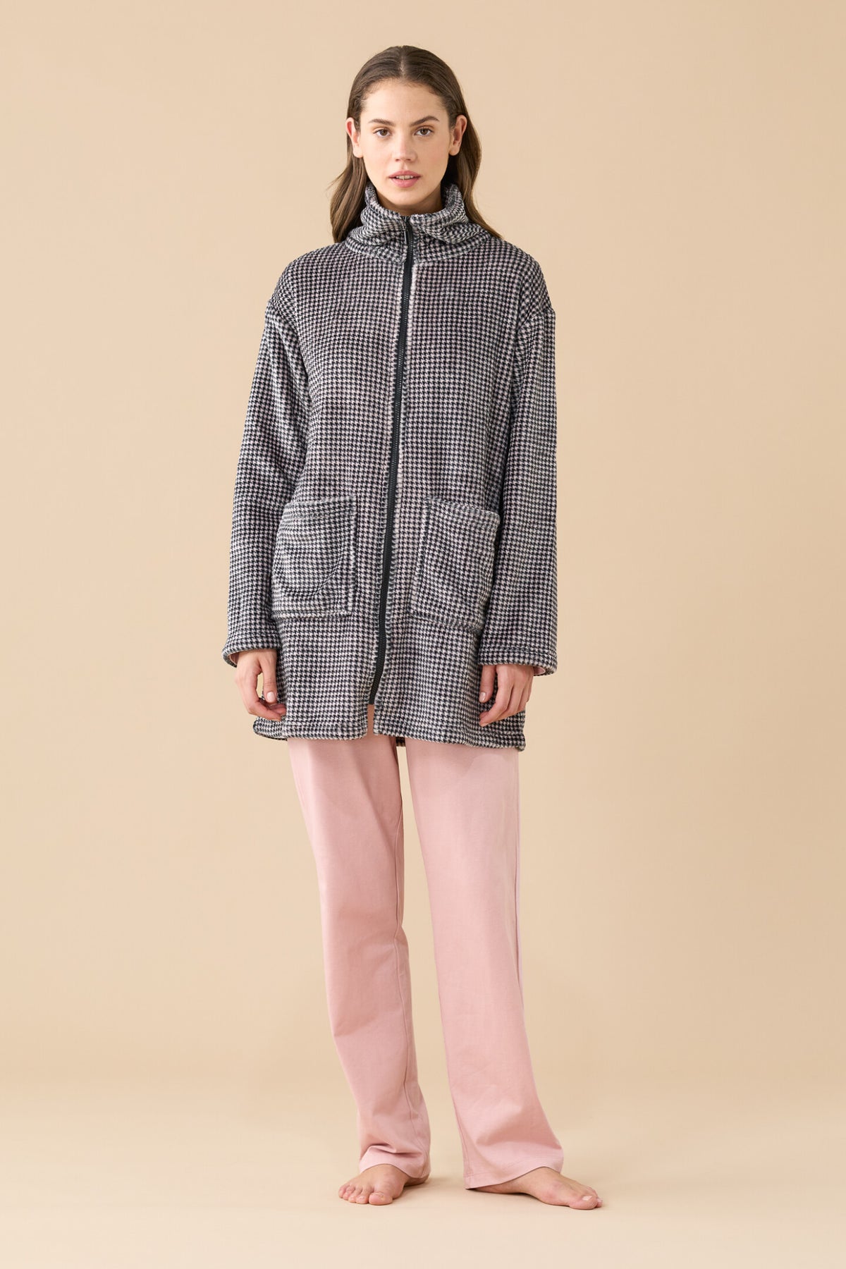 Vestaglia donna invernale in coral articolo Pied de Poule
