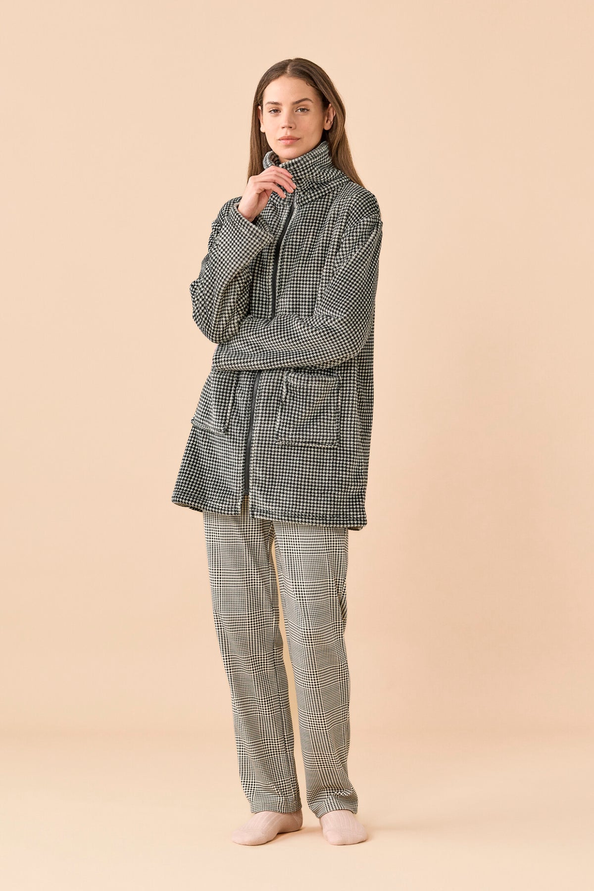 Vestaglia donna invernale in coral articolo Pied de Poule