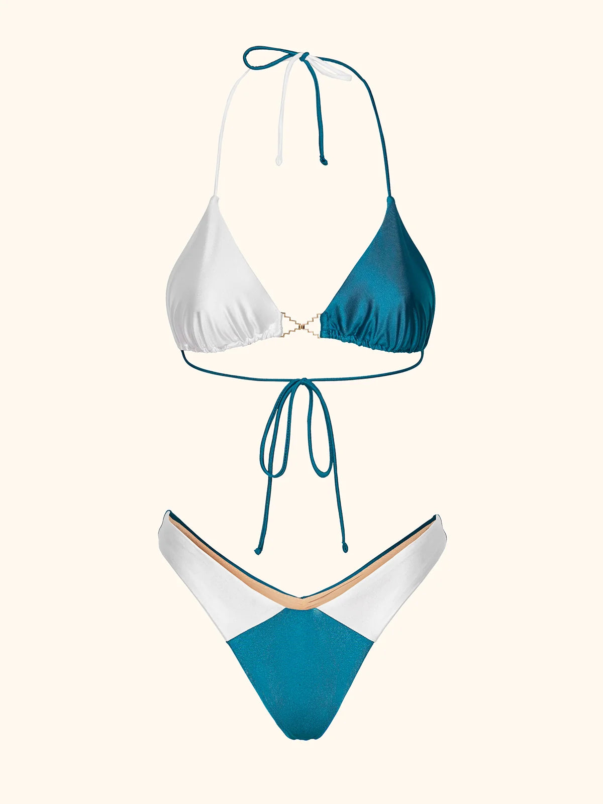 Bikini Donna Me Fui Triangolo con Slip Americano fisso Petrolio