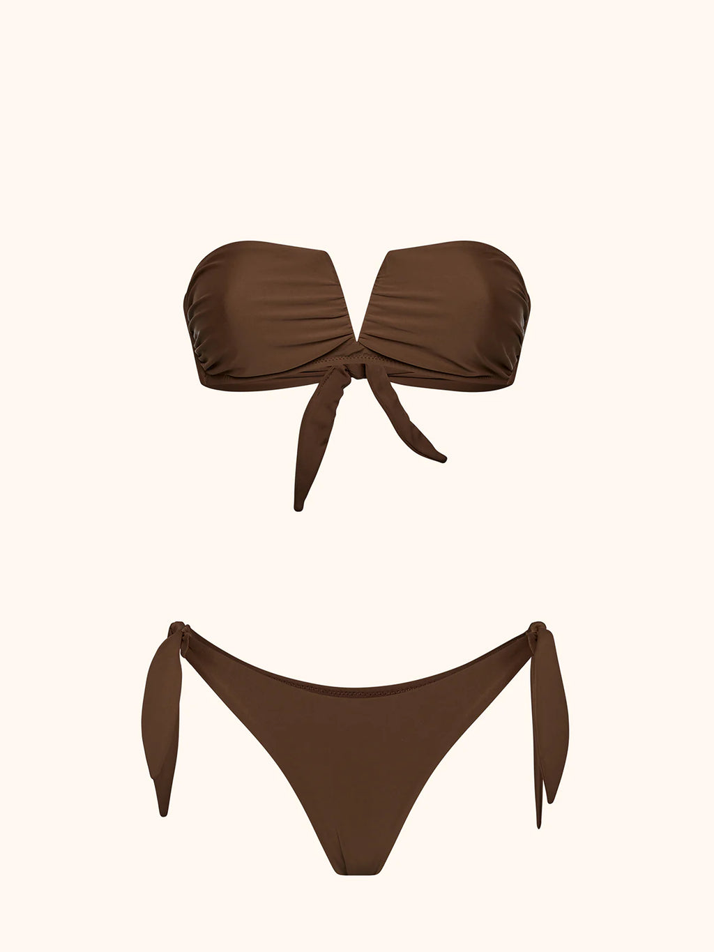 Bikini Donna Me Fui Fascia a V con Ferretto e Slip Regolabile Marrone