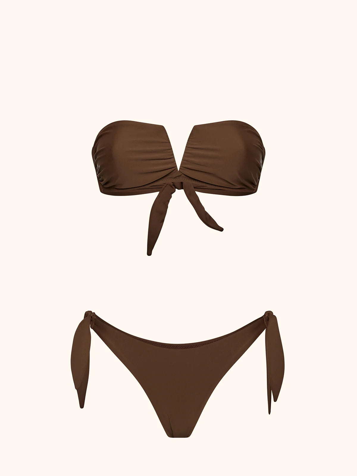 Bikini Donna Me Fui Fascia a V con Ferretto e Slip Regolabile Marrone