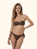 Bikini Donna Me Fui Fascia a V con Ferretto e Slip Regolabile Marrone