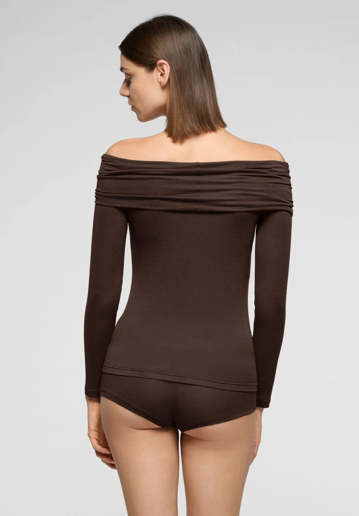 Maglia Scollo Drappeggiato Manica Lunga in Modal e Cashmere Perfect Line Cashmere