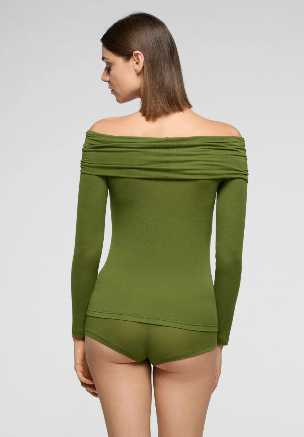 Maglia Scollo Drappeggiato Manica Lunga in Modal e Cashmere Perfect Line Cashmere