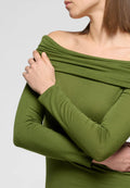 Maglia Scollo Drappeggiato Manica Lunga in Modal e Cashmere Perfect Line Cashmere