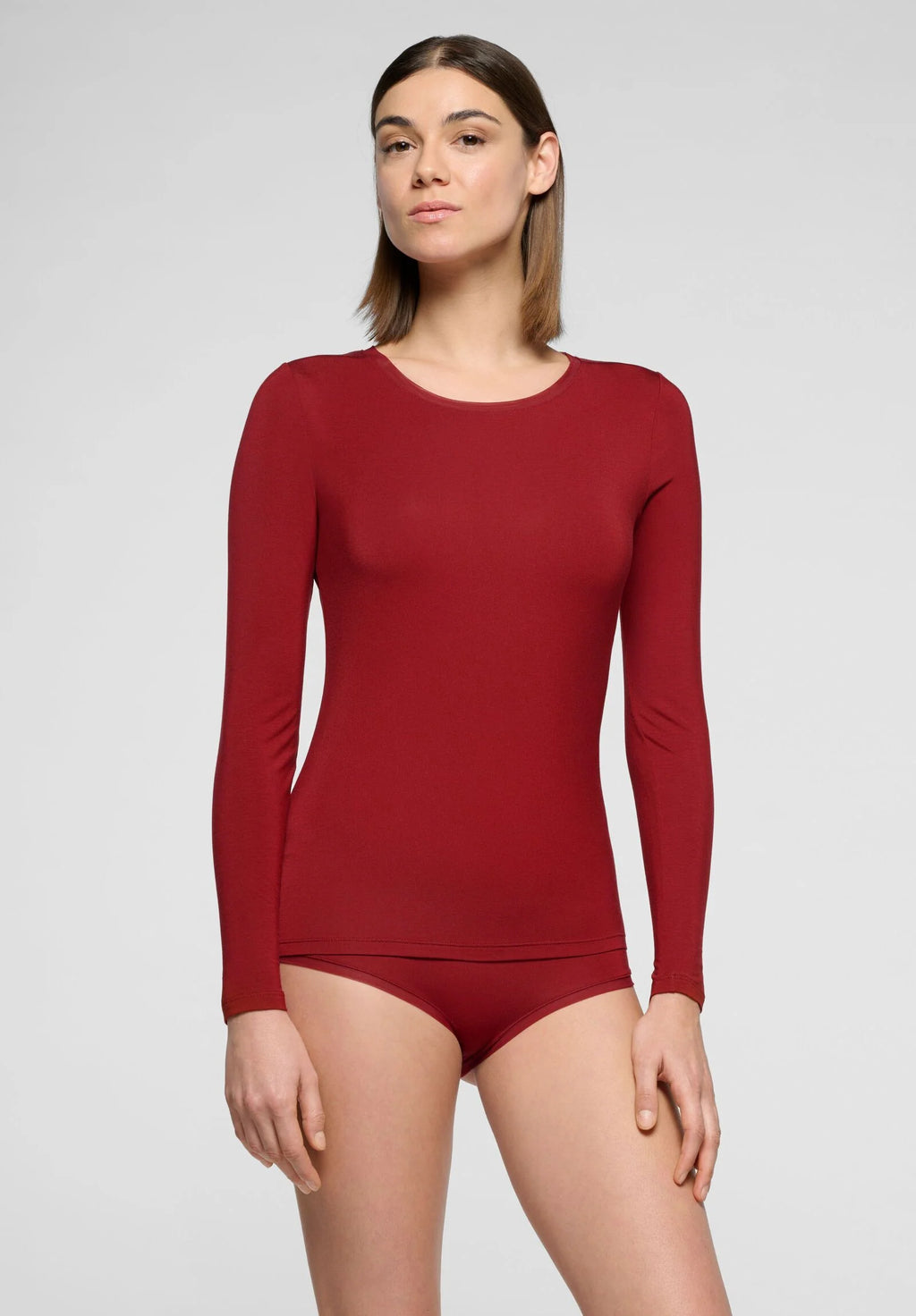 Maglia Girocollo Manica Lunga in Modal Elasticizzato Perfect Line