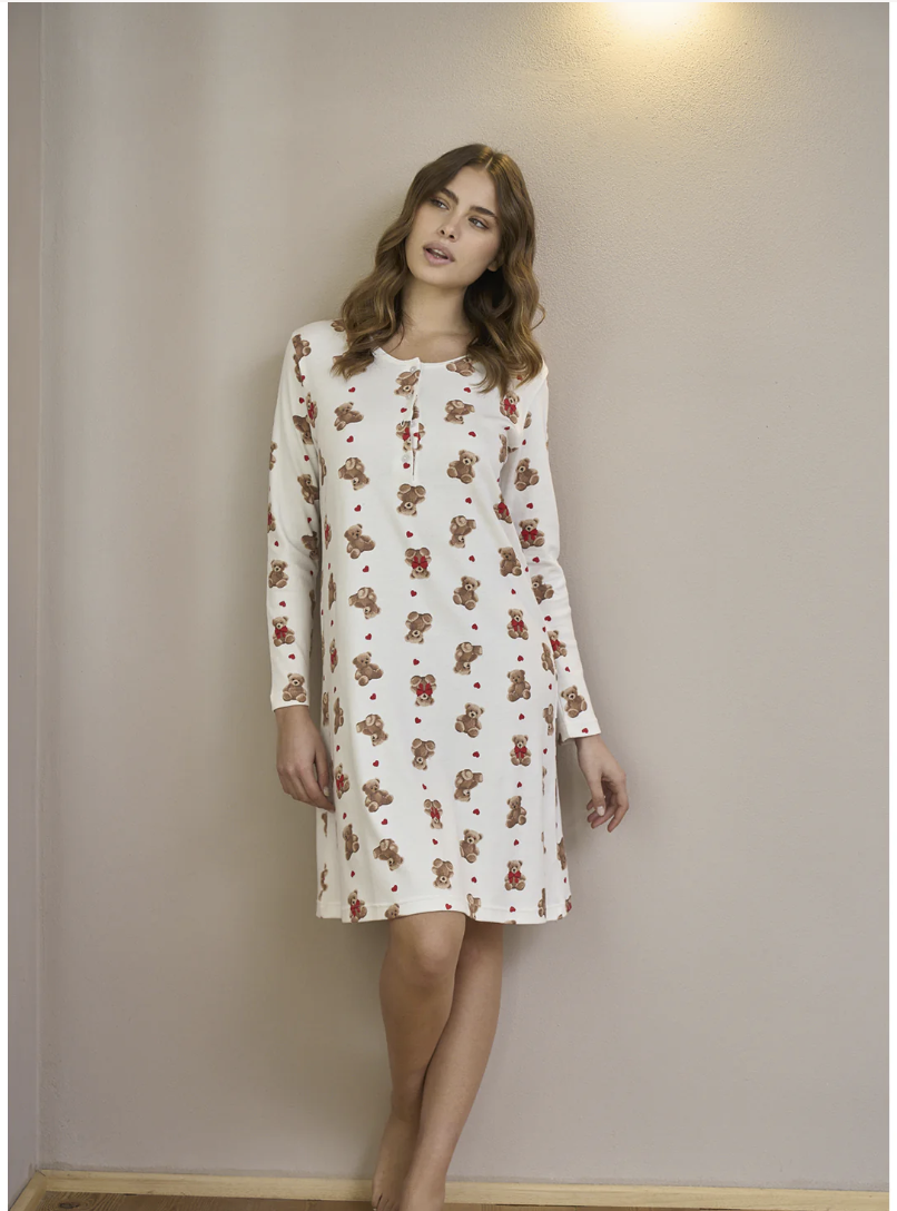 Camicia da notte in fantasia orsetti