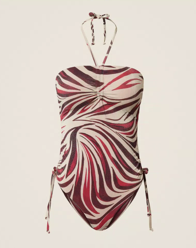 Costume intero con lurex e stampa